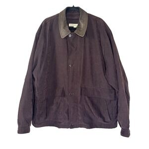 VTG London Fog Mens XXL Bomber Jacket Zip Out Flannel Liner Leather Collar Coat